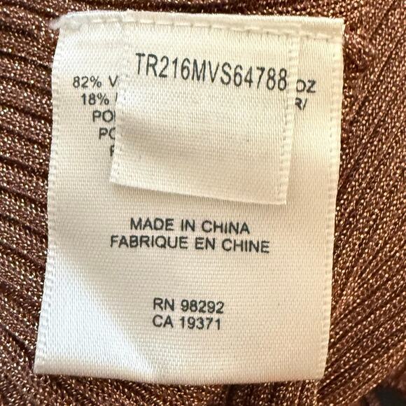 Tibi crew neck midi brown short sleeved ribbed knit sweater dress medium - Picture 9 of 9